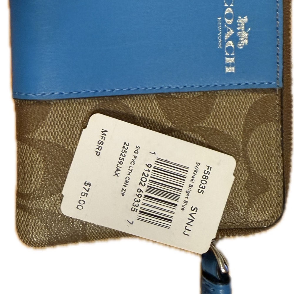 Coach Signature Blue and Tan Wallet